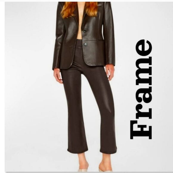 Frame JetSet Crop Mini Boot Cut Jeans in Espresso Coated finish VARIOUS SIZES - Picture 2 of 15